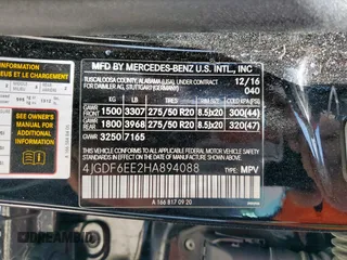 2017 Mercedes-Benz GLS 450 with VIN 4JGDF6EE2HA894088, listed as a Copart auction lot 57119545 with 106,212 mi miles and Salvage title. Bid and sale history available at DreamBid. Image 13.