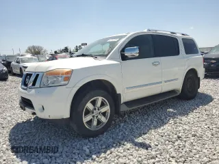 2013 Nissan Armada Platinum z VIN 5N1BA0NEXDN601785, wystawiony jako Copart lot #60487415 z przebiegiem 264 939 mil mil oraz Szkoda całkowita • Salvage title. Historia ofert i sprzedaży dostępna na DreamBid. Obrazek 1.