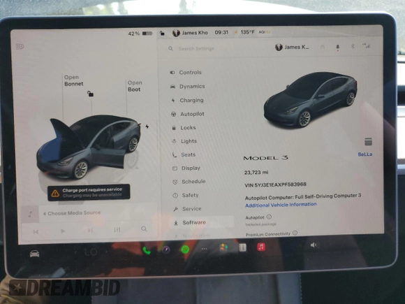 2023 Tesla Model 3 z VIN 5YJ3E1EAXPF583968, wystawiony jako Copart lot #63994085 z przebiegiem 23 723 mil mil oraz Szkoda całkowita • Salvage title. Historia ofert i sprzedaży dostępna na DreamBid. Obrazek 9.