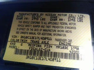 2007 Nissan Versa S z VIN 3N1BC13E17L408911, wystawiony jako IAAI lot #39637191 z przebiegiem 111 583 mil mil oraz . Historia ofert i sprzedaży dostępna na DreamBid. Obrazek 9.