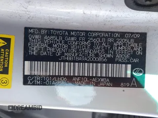 2010 Lexus HS 250h with VIN JTHBB1BA9A2000856, listed as a IAAI auction lot 41856787 with 158,821 mi miles and . Bid and sale history available at DreamBid. Image 9.