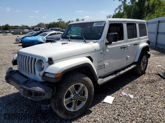 2019 Jeep Wrangler Unlimited Sahara with VIN 1C4HJXEG8KW574005, listed as a Copart auction lot 55386585 with Not provided miles and Salvage title. Bid and sale history available at DreamBid. Image 1.