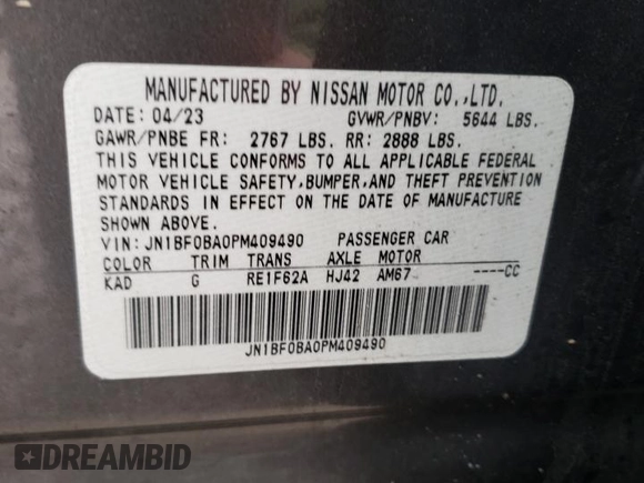 2023 Nissan ARIYA Premiere z VIN JN1BF0BA0PM409490, wystawiony jako Copart lot #49074835 z przebiegiem 3 593 mil mil oraz Szkoda całkowita • Salvage title. Historia ofert i sprzedaży dostępna na DreamBid. Obrazek 13.