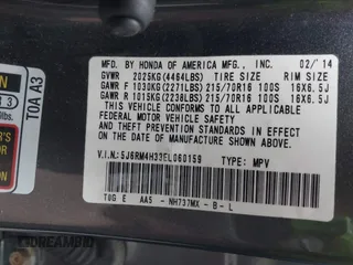 2014 Honda CR-V LX with VIN 5J6RM4H33EL060159, listed as a IAAI auction lot 41810819 with 189,379 mi miles. Bid and sale history available at carsss.com. Image 9.