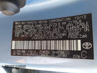 2014 Toyota Prius z VIN JTDKN3DP1E3052679, wystawiony jako IAAI lot #42506746 z przebiegiem 352 074 mil mil oraz . Historia ofert i sprzedaży dostępna na DreamBid. Obrazek 9.