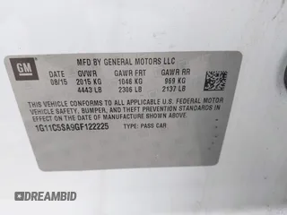 2016 Chevrolet Malibu Limited LT with VIN 1G11C5SA9GF122225, listed as a IAAI auction lot 41706737 with 138,846 mi miles. Bid and sale history available at carsss.com. Image 9.