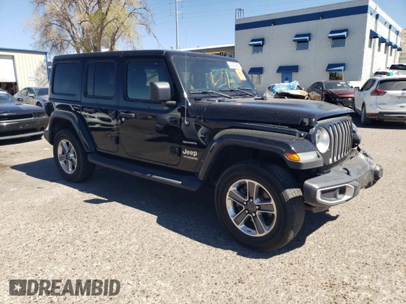 2020 Jeep Wrangler Unlimited Sahara with VIN 1C4HJXEGXLW209908, listed as a Copart auction lot 49409625 with 73,352 mi miles and Salvage title. Bid and sale history available at DreamBid. Image 4.