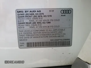 2018 Audi Q5 Premium with VIN WA1ANAFY9J2089592, listed as a Copart auction lot 36929063 with 33,009 mi miles. Bid and sale history available at carsss.com. Image 14.