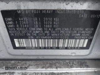 2013 Subaru Legacy Premium with VIN 4S3BMBB6XD3015233, listed as a IAAI auction lot 41864748 with 210,621 mi miles and . Bid and sale history available at carsss.com. Image 9.