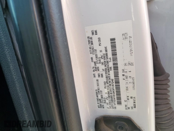 2016 Ford F-150 XLT with VIN 1FTEW1EG9GFC67242, listed as a Copart auction lot 61591545 with 184,204 mi miles and Salvage title. Bid and sale history available at DreamBid. Image 12.