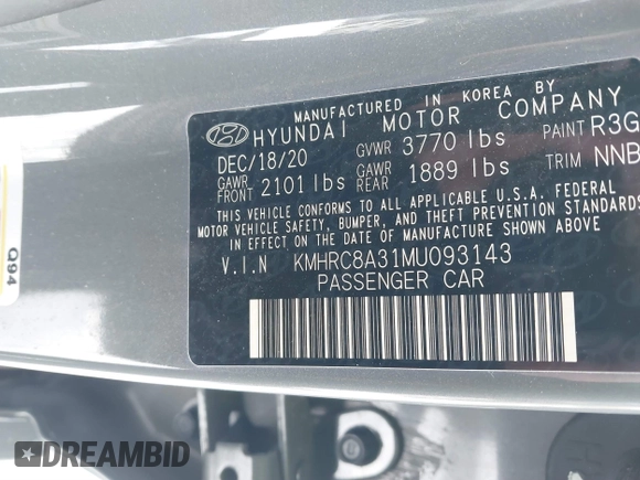 2021 Hyundai Venue Denim z VIN KMHRC8A31MU093143, wystawiony jako IAAI lot #41541572 z przebiegiem 24 804 mil mil oraz . Historia ofert i sprzedaży dostępna na DreamBid. Obrazek 9.