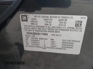 2013 Chevrolet Equinox LS with VIN 2GNALBEK0D1174864, listed as a IAAI auction lot 42060655 with 159,743 mi miles. Bid and sale history available at carsss.com. Image 9.