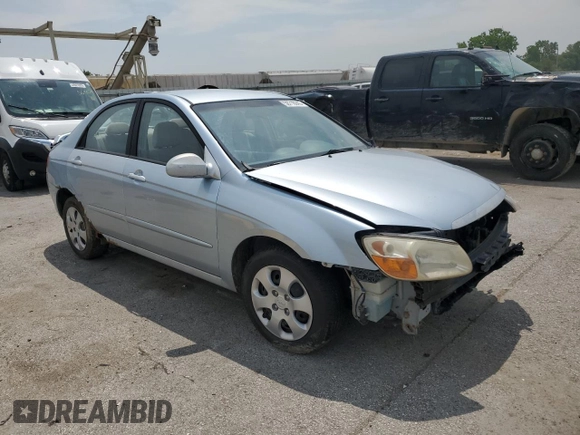 2007 Kia Spectra EX with VIN KNAFE121275411319, listed as a Copart auction lot 58716045 with 309,488 mi miles and Salvage title. Bid and sale history available at DreamBid. Image 4.