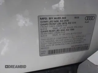 2020 Audi Q5 Premium Plus z VIN WA1BNAFY0L2105010, wystawiony jako IAAI lot #42121483 z przebiegiem 64 244 mil mil oraz . Historia ofert i sprzedaży dostępna na DreamBid. Obrazek 9.