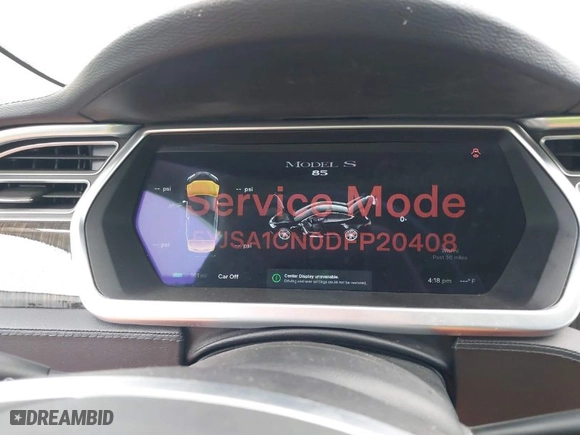 2013 Tesla Model S with VIN 5YJSA1CN0DFP20408, listed as a IAAI auction lot 41524470 with 1 mi miles. Bid and sale history available at carsss.com. Image 7.