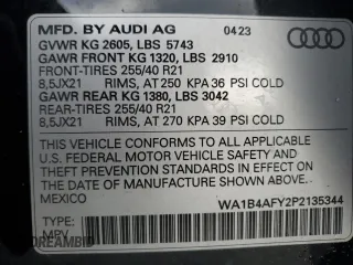 2023 Audi SQ5 Premium Plus with VIN WA1B4AFY2P2135344, listed as a Copart auction lot 86638264 with 15,897 mi miles and Salvage Title. Bid and sale history available at carsss.com. Image 14.