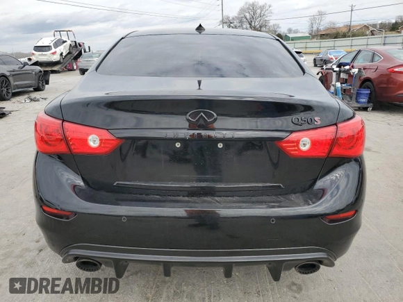 2017 Infiniti Q50 Red Sport 400 with VIN JN1FV7AP3HM850700, listed as a Copart auction lot 49844005 with 58,257 mi miles and Salvage title. Bid and sale history available at DreamBid. Image 6.