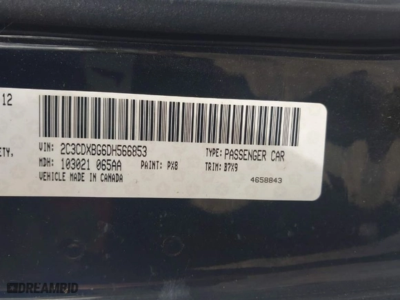 2013 Dodge Charger SE with VIN 2C3CDXBG6DH566853, listed as a IAAI auction lot 41924747 with NaN miles. Bid and sale history available at carsss.com. Image 9.