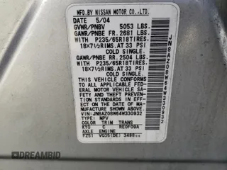 2004 Nissan Murano SE z VIN JN8AZ08W64W330932, wystawiony jako Copart lot #53781795 z przebiegiem 186 400 mil mil oraz Czysty tytuł • Clean title. Historia ofert i sprzedaży dostępna na DreamBid. Obrazek 12.