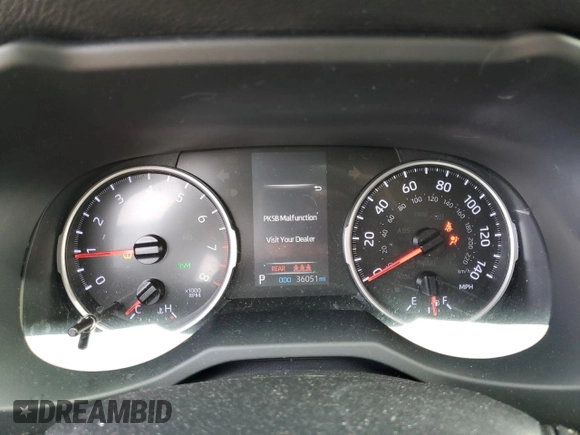 2019 Toyota RAV4 XLE with VIN JTMP1RFV6KD024642, listed as a Copart auction lot 57631075 with 36,051 mi miles and Salvage title. Bid and sale history available at DreamBid. Image 9.