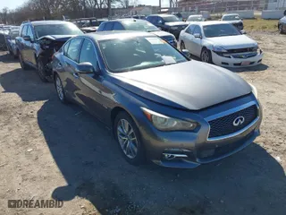 2014 Infiniti Q50 Hybrid Premium with VIN JN1AV7AR1EM700236, listed as a IAAI auction lot 41655090 with 15,481 mi miles. Bid and sale history available at carsss.com. Image 1.