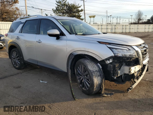 2023 Nissan Pathfinder SL with VIN 5N1DR3CDXPC243701, listed as a Copart auction lot 43455615 with 44,170 mi miles and Salvage title. Bid and sale history available at DreamBid. Image 4.