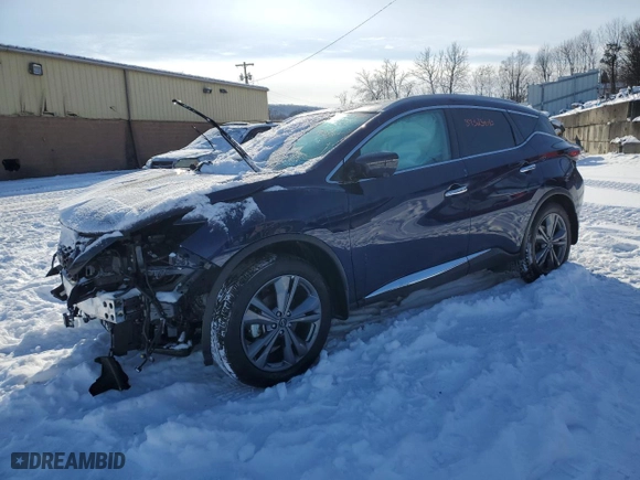2023 Nissan Murano Platinum with VIN 5N1AZ2DSXPC109457, listed as a Copart auction lot 89325045 with 7,685 mi miles and Salvage Title. Bid and sale history available at carsss.com. Image 1.