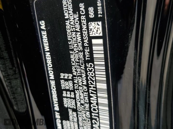 2021 BMW 2 Series 230i with VIN WBA2J1C04M7H22835, listed as a Copart auction lot 58811085 with 28,765 mi miles and Salvage title. Bid and sale history available at DreamBid. Image 12.