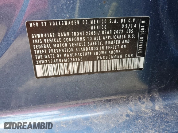 2015 Volkswagen Golf TSI SEL z VIN 3VW217AU0FM029355, wystawiony jako Copart lot #51314995 z przebiegiem 95 042 mil mil oraz Szkoda całkowita • Salvage title. Historia ofert i sprzedaży dostępna na DreamBid. Obrazek 12.