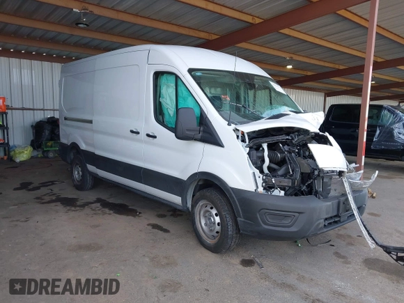 2024 Ford Transit Cargo with VIN 1FTBR1C83RKA91627, listed as a IAAI auction lot 41455595 with 12,010 mi miles and . Bid and sale history available at DreamBid. Image 1.