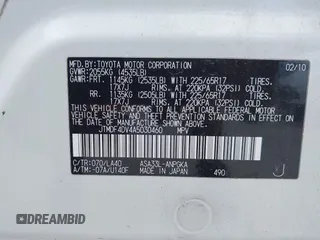 2010 Toyota RAV4 Limited с VIN JTMDF4DV4A5030460, выставлен на аукционе IAAI как лот 42541967 с пробегом 86 748 миль миль и . История ставок и продаж доступна на DreamBid. Изображение 9.