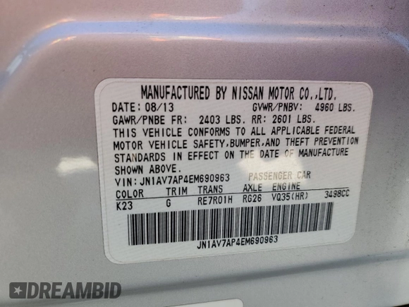 2014 Infiniti Q50 Hybrid Sport with VIN JN1AV7AP4EM690963, listed as a Copart auction lot 47596935 with 116,298 mi miles and Clean Title. Bid and sale history available at carsss.com. Image 12.