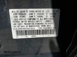 2008 Acura TSX z VIN JH4CL96878C018879, wystawiony jako Copart lot #60320255 z przebiegiem 194 494 mil mil oraz Szkoda całkowita • Salvage title. Historia ofert i sprzedaży dostępna na DreamBid. Obrazek 12.