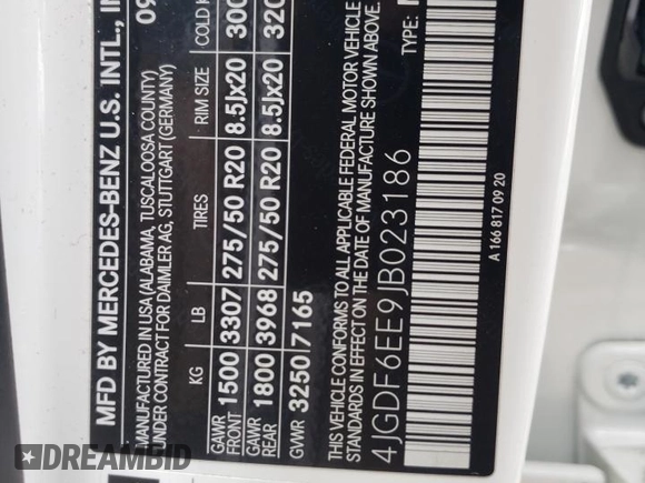2018 Mercedes-Benz GLS 450 with VIN 4JGDF6EE9JB023186, listed as a Copart auction lot 53471364 with Not Provided miles and Salvage Title. Bid and sale history available at DreamBid. Image 12.