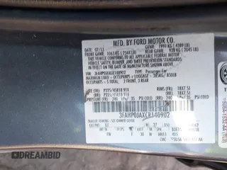 2012 Ford Fusion SEL with VIN 3FAHP0JAXCR148902, listed as a IAAI auction lot 41887918 with 202,965 mi miles. Bid and sale history available at carsss.com. Image 9.
