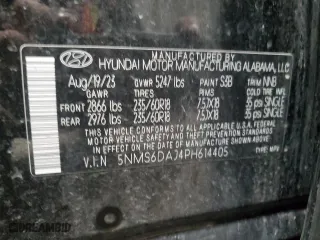 2023 Hyundai Santa Fe XRT with VIN 5NMS6DAJ4PH614405, listed as a Copart auction lot 45400385 with 42,805 mi miles and Salvage Title. Bid and sale history available at carsss.com. Image 14.