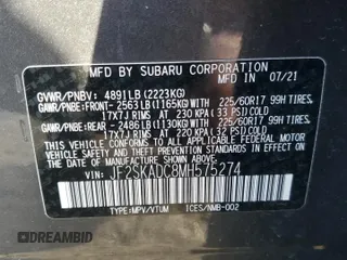 2021 Subaru Forester with VIN JF2SKADC8MH575274, listed as a Copart auction lot 44122885 with 57,492 mi miles and Salvage title. Bid and sale history available at DreamBid. Image 14.