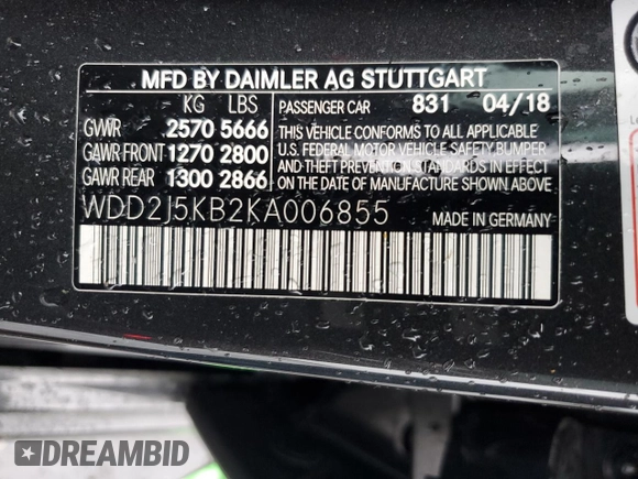 2019 Mercedes-Benz CLS with VIN WDD2J5KB2KA006855, listed as a Copart auction lot 54843484 with 70,323 mi miles and Salvage Title. Bid and sale history available at carsss.com. Image 14.
