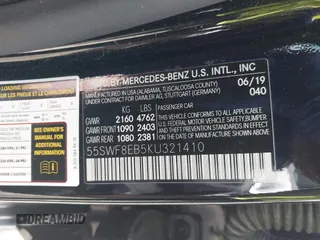 2019 Mercedes-Benz C with VIN 55SWF8EB5KU321410, listed as a IAAI auction lot 41951332 with Not Provided miles. Bid and sale history available at carsss.com. Image 9.