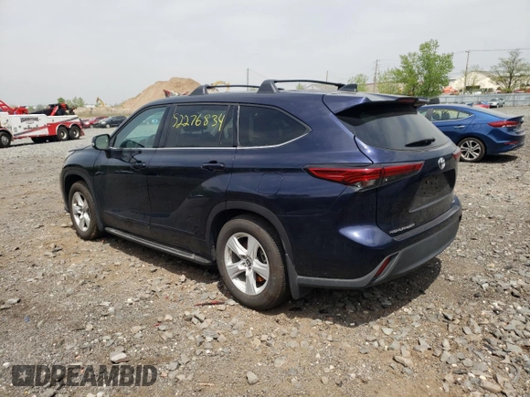 2022 Toyota Highlander L with VIN 5TDCZRBH0NS582664, listed as a Copart auction lot 52276834 with 23,648 mi miles and Salvage title. Bid and sale history available at DreamBid. Image 2.