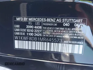 2021 Mercedes-Benz C 300 with VIN W1KWF8DB1MR645573, listed as a IAAI auction lot 41756047 with Not provided miles and . Bid and sale history available at DreamBid. Image 9.