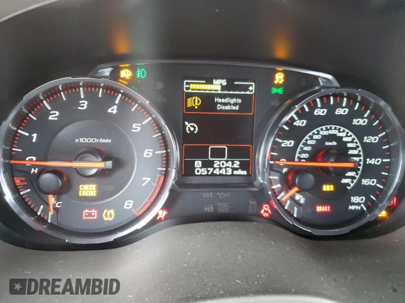 2020 Subaru WRX Limited with VIN JF1VA1J63L9814497, listed as a Copart auction lot 87590315 with 57,443 mi miles and Salvage Title. Bid and sale history available at carsss.com. Image 9.
