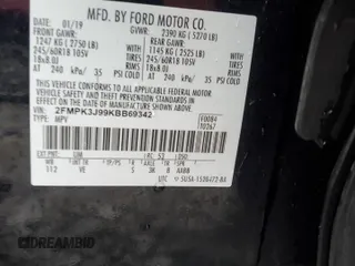 2019 Ford Edge SEL z VIN 2FMPK3J99KBB69342, wystawiony jako Copart lot #43181605 z przebiegiem 59 536 mil mil oraz Szkoda całkowita • Salvage title. Historia ofert i sprzedaży dostępna na DreamBid. Obrazek 13.