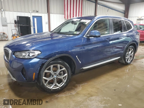 2024 BMW X3 xDrive30i z VIN 5UX53DP04R9V20431, wystawiony jako Copart lot #58739455 z przebiegiem 13 408 mil mil oraz Szkoda całkowita • Salvage title. Historia ofert i sprzedaży dostępna na DreamBid. Obrazek 1.