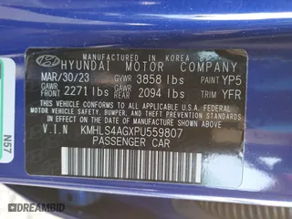 2023 Hyundai Elantra SEL with VIN KMHLS4AGXPU559807, listed as a Copart auction lot 42482265 with 15,648 mi miles and Salvage Title. Bid and sale history available at carsss.com. Image 12.