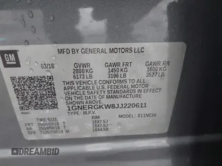 2018 Chevrolet Traverse LT Cloth with VIN 1GNERGKW8JJ220611, listed as a IAAI auction lot 41792976 with 71,705 mi miles. Bid and sale history available at carsss.com. Image 9.