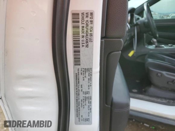 2020 Jeep Grand Cherokee North with VIN 1C4RJFAG4LC436792, listed as a Copart auction lot 47609595 with 59,496 mi miles and Salvage title. Bid and sale history available at DreamBid. Image 16.