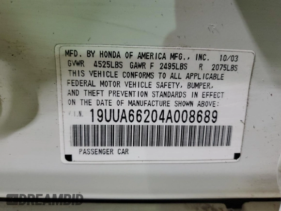 2004 Acura TL with VIN 19UUA66204A008689, listed as a Copart auction lot 49812755 with 146,792 mi miles and Clean Title. Bid and sale history available at carsss.com. Image 12.