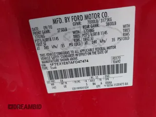 2010 Ford F-150 XL with VIN 1FTEX1E87AFD47474, listed as a IAAI auction lot 42531609 with 173,119 mi miles and . Bid and sale history available at DreamBid. Image 9.