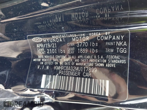 2021 Hyundai Venue SEL z VIN KMHRC8A32MU117899, wystawiony jako IAAI lot #42371955 z przebiegiem 33 323 mil mil oraz . Historia ofert i sprzedaży dostępna na DreamBid. Obrazek 9.